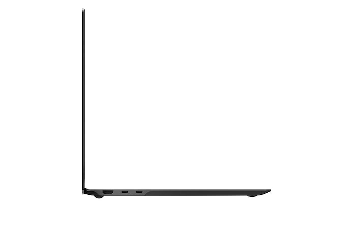 'A multi-device connectivity scene showing LG gram Link in use across different platforms. A desktop monitor, laptop, tablet, and smartphone display the same photo gallery interface, illustrating seamless device synchronization across iOS, Android, and webOS environments.