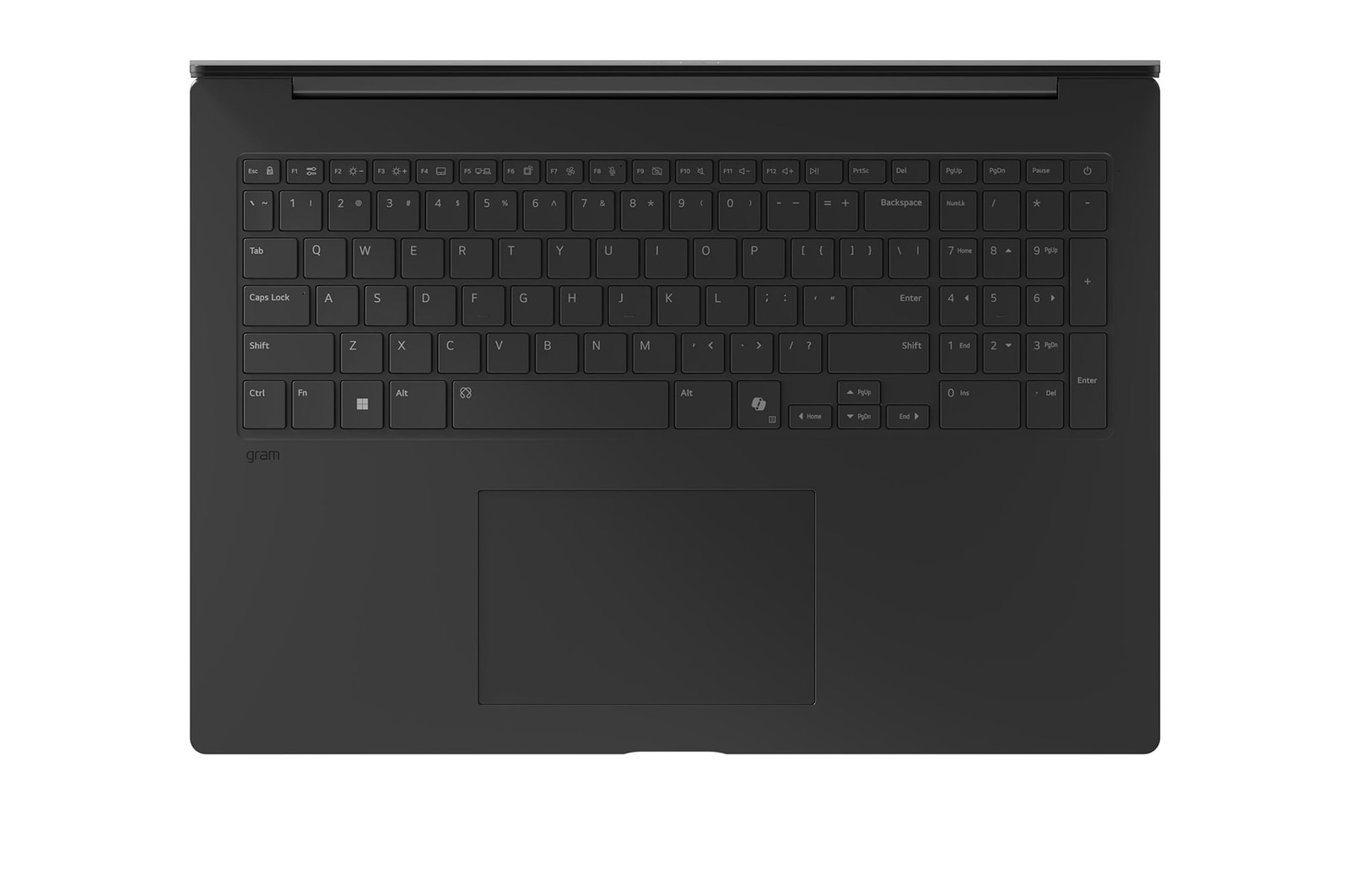 開いているgramノートパソコンの画像。画面にはデータダッシュボードが映し出され、製品の下に表示された「27.5時間」と「77 Wh」の文字が長いバッテリー駆動時間を表している。