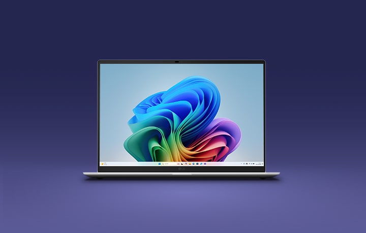 黒を背景にしたLG gram AIノートパソコンの画像。ThinQを介したリモートセキュリティ保護を示している。リモートでアクセスまたは操作されているときでもデバイスが安全に管理および保護されていることを表す。