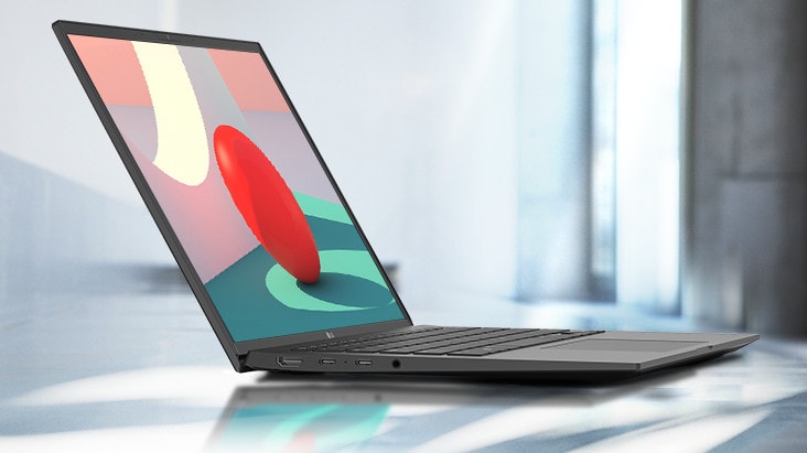 view for LG gram を使用して作業空間を拡張したサンプルシーンを紹介しています。