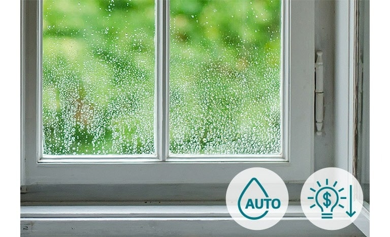 空気中の湿度の状態に合わせてコンプレッサーの回転数を自動的で調整。 運転時間短縮や電力の消費を抑えスマートに除湿。