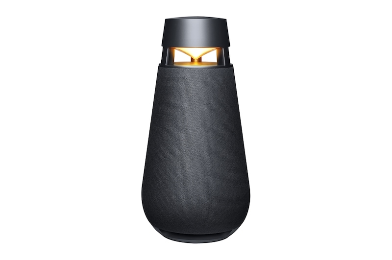 LG XBOOM360 XO3, 黄色い照明をオンにした正面アングル, XO3QBK