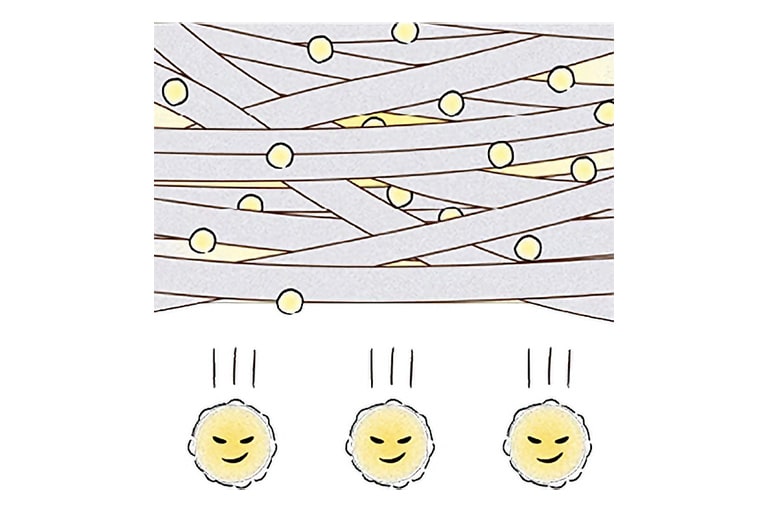 花粉がすり抜ける様子のイラスト