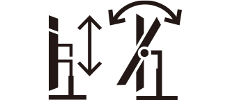 傾き/高さの調節が可能なモニター。