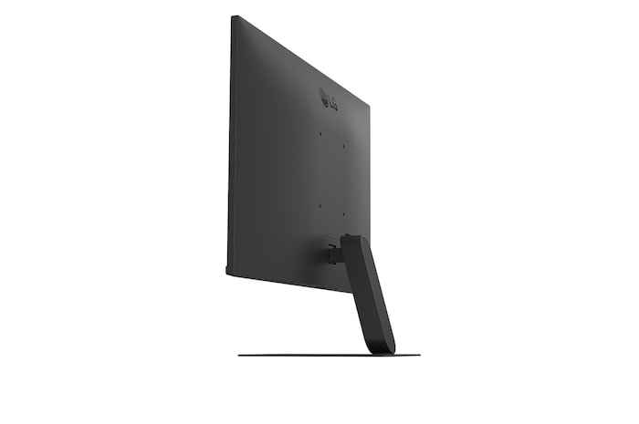 LG FHDモニターの背面ポート（HDMI 2.2、ヘッドホン出力、DC-INを含む）のクローズアップ。