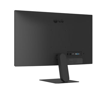 デスクに置かれたLG FHDモニターにオフィスダッシュボードのグラフが表示され、ワークスペースにはキーボードとマウスが配置されています。
