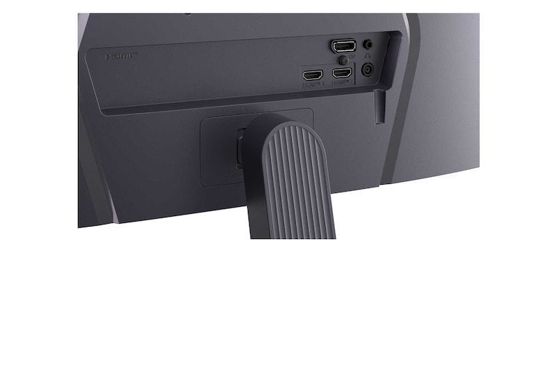 Gambar ini menampilkan monitor gaming UltraGear™ dalam pengaturan meja yang menampilkan adegan game, dengan ikon yang menunjukkan desain tanpa bingkai di tiga sisi, penyesuaian ketinggian, dukungan kemiringan, dan kompatibilitas pemasangan dinding.