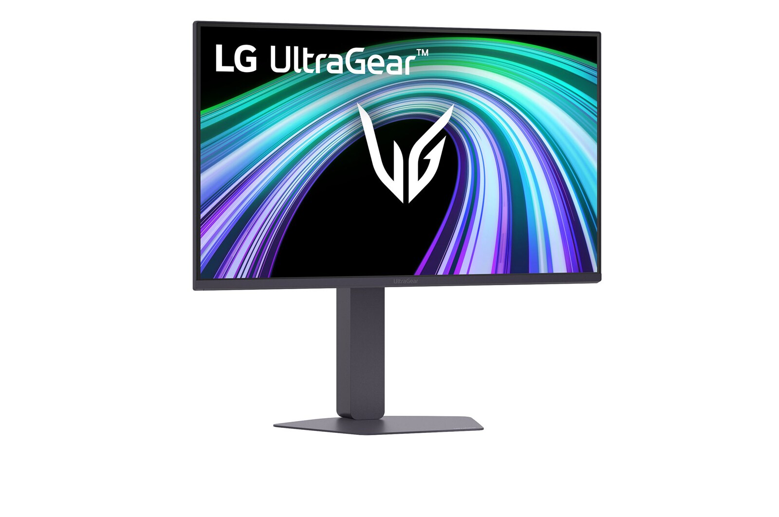 Adegan pertempuran futuristik yang ditampilkan pada monitor gaming, menampilkan warna-warna cerah dengan cakupan warna sRGB 99%, IPS, dan sertifikasi HDR.