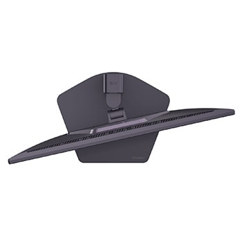 Tampilan depan dan samping monitor gaming yang menggambarkan dimensi keseluruhan dan desain profilnya.