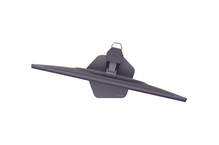 'UltraGear G5 Gaming Monitor (25G590B) featuring height, swivel, and tilt adjustments with rear emblem lighting for a customized gaming setup