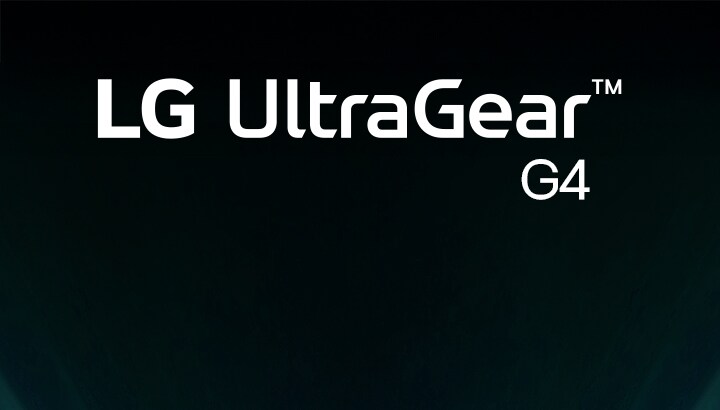 未来的なネオンライトの部屋に置かれたUltraGear™ G4のロゴ