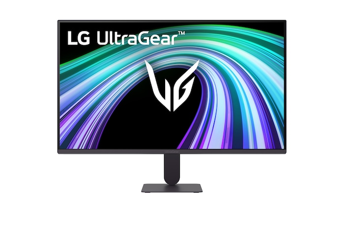 FHD(1920×1080)解像度のIPSディスプレイ、144Hzのリフレッシュレート、1ms MBRを備えた24インチ LG UltraGear™ G4 ゲーミングモニターの前面図。高速なパフォーマンスと滑らかなゲーム体験を強調。