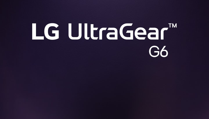 未来的なネオンが輝く部屋に配置されたUltraGear™ G6のロゴ。