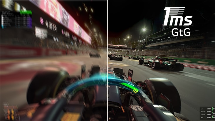 LG UltraGearゲーミングモニター（27GM950B）は、1ms（GtG）の高速応答速度により、より滑らかなゲームプレイを実現します。