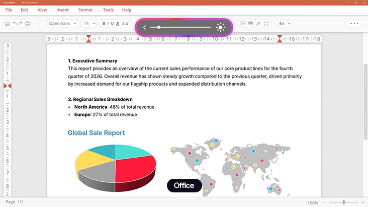 AIシーン最適化により、ディスプレイはコンテンツの種類に応じて輝度、コントラスト、色温度を調整します