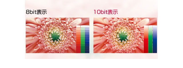約10.7億色表示対応による滑らかで美しい映像表示【10bit Color】