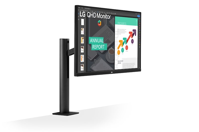 LG 画面の位置を自在に調整できるアームスタンド採用 27インチ WQHD IPSモニター, 27QN880-B