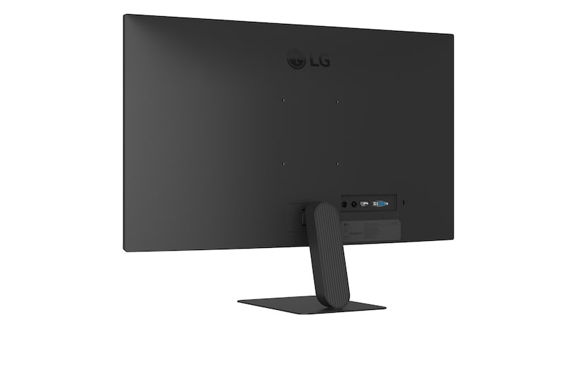 デスクに置かれたLG FHDモニターにオフィスダッシュボードのグラフが表示され、ワークスペースにはキーボードとマウスが配置されています。