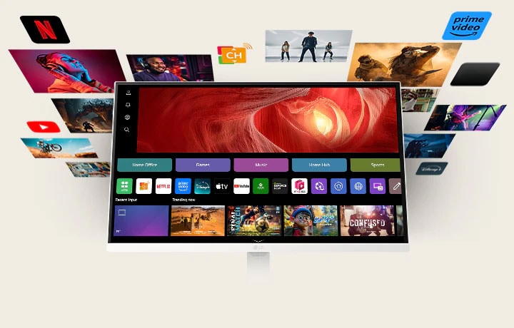 webOSで様々なコンテンツが表示されていることを示す画像