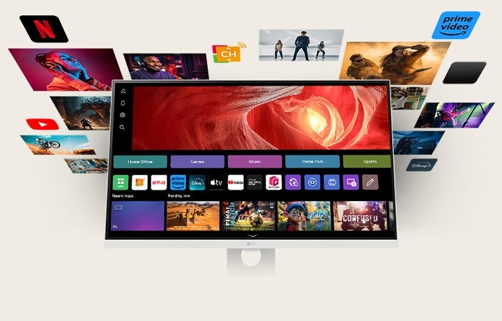 webOSで様々なコンテンツが表示されていることを示す画像