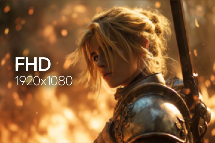 Display switching from FHD to ultra-high 4K resolution, highlighting increased detail and immersion in gameplay