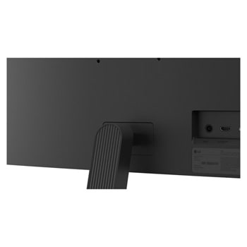 HDMI、ヘッドホン出力、DC-INを含むポートと接続オプションを示すLGモニターの背面図。