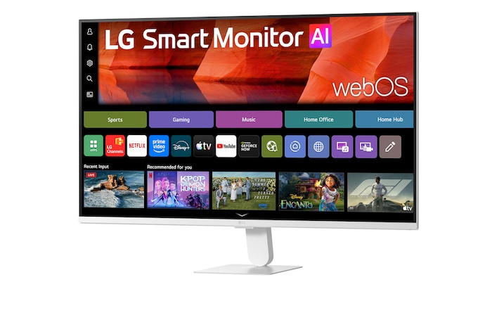 webOSを搭載したLGスマートモニターは、内蔵ストリーミングアプリケーションとエンターテイメントコンテンツへのアクセスを提供します。
