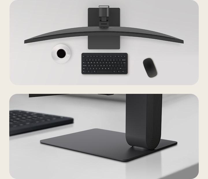 An image of a display combining a smart monitor and a stand.