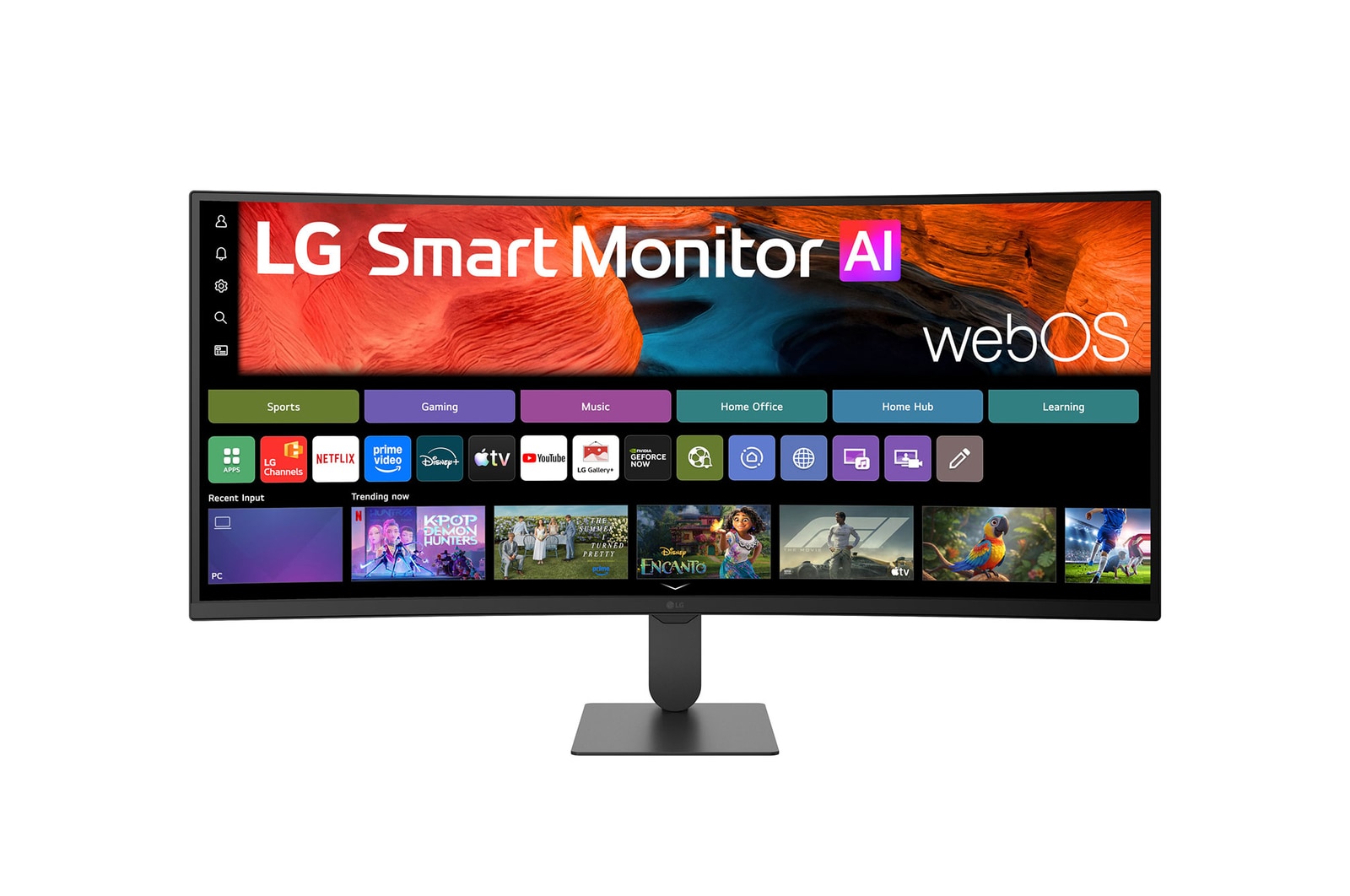 Front view of webOS搭載 34インチ3440×1440 21:9曲面型ウルトラワイド Smart Monitor AI スマートモニター 34U620SB-B