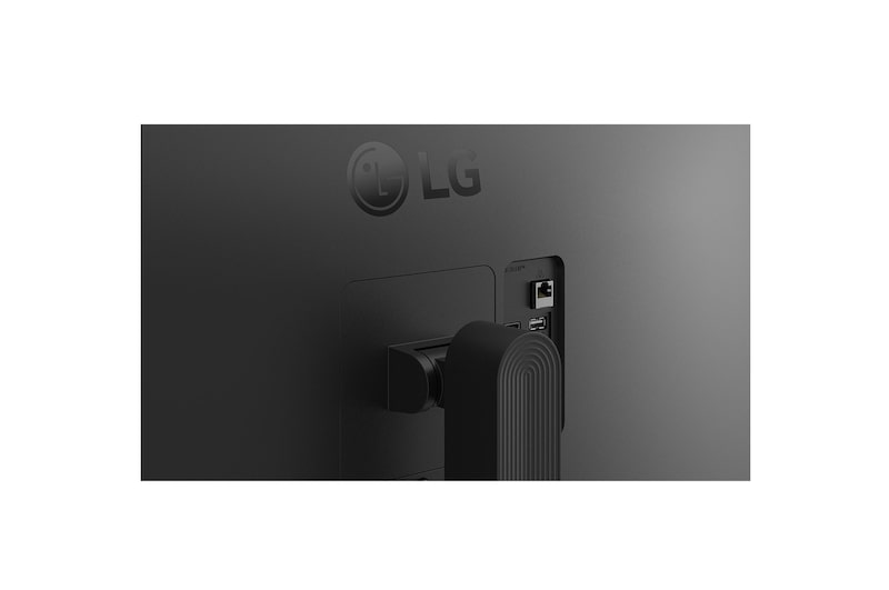 スリムベゼルデザインとすっきりとしたディスプレイレイアウトのLGスマートモニターの前面です。