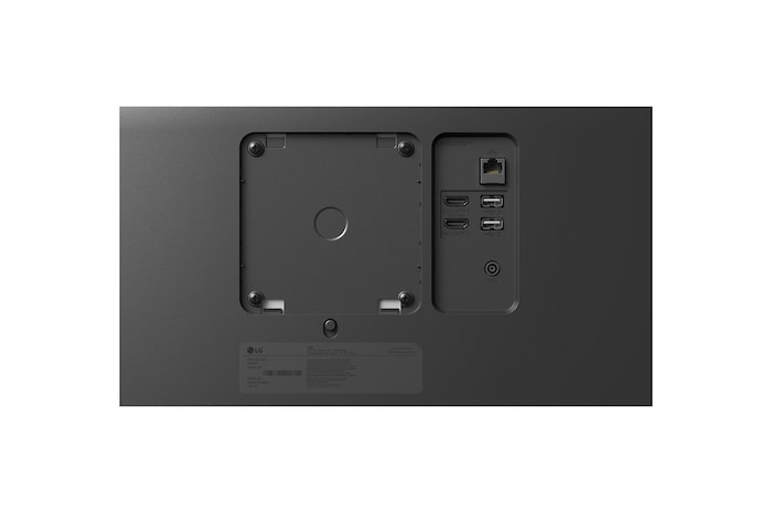 スリムベゼルデザインとすっきりとしたディスプレイレイアウトのLGスマートモニターの前面です。