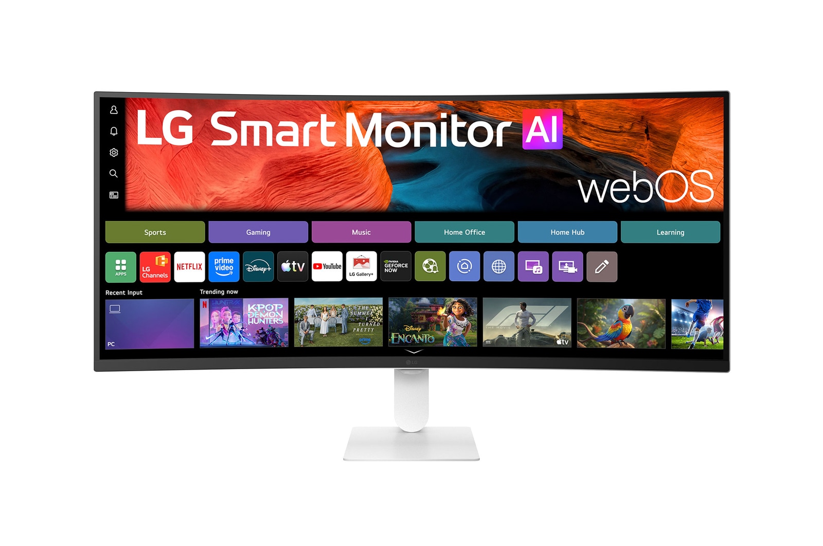 Front view of webOS搭載 34インチ3440×1440 21:9曲面型ウルトラワイド Smart Monitor AI スマートモニター 34U640SB-W