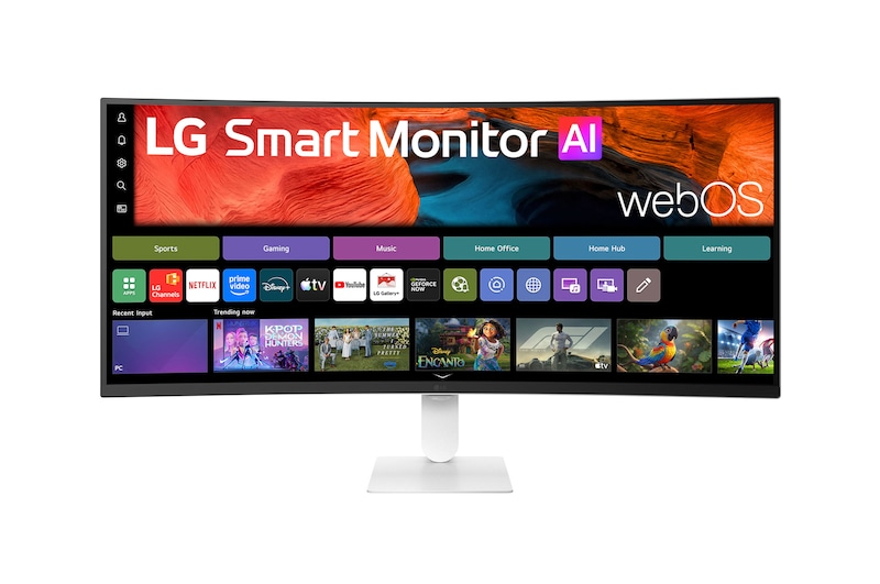 Front view of webOS搭載 34インチ3440×1440 21:9曲面型ウルトラワイド Smart Monitor AI スマートモニター 34U640SB-W