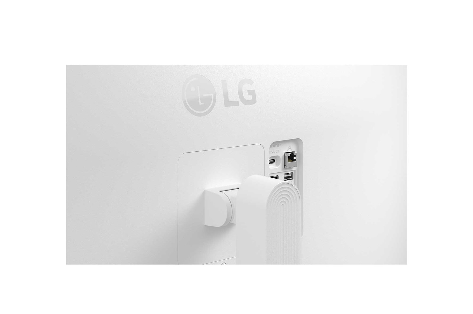 スリムベゼルデザインとすっきりとしたディスプレイレイアウトのLGスマートモニターの前面です。