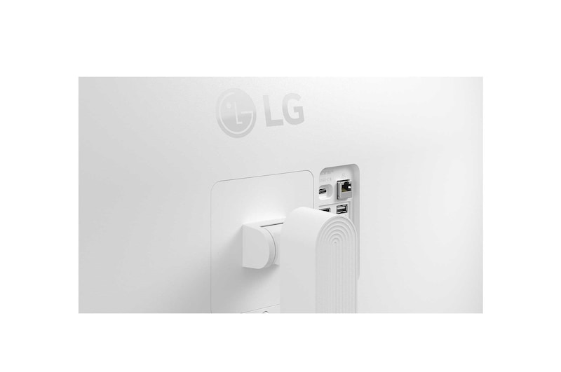 スリムベゼルデザインとすっきりとしたディスプレイレイアウトのLGスマートモニターの前面です。