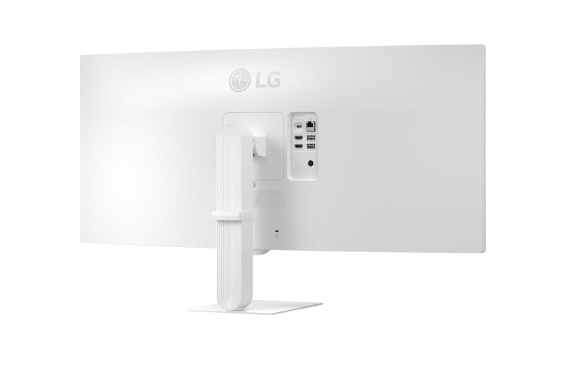 スリムベゼルデザインとすっきりとしたディスプレイレイアウトのLGスマートモニターの前面です。