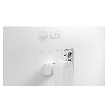 スリムベゼルデザインとすっきりとしたディスプレイレイアウトのLGスマートモニターの前面です。