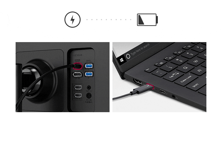 you can power up a monitor, while charging the connected laptop (Up to 90W) simultaneously.