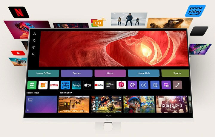 webOSで様々なコンテンツが表示されていることを示す画像	