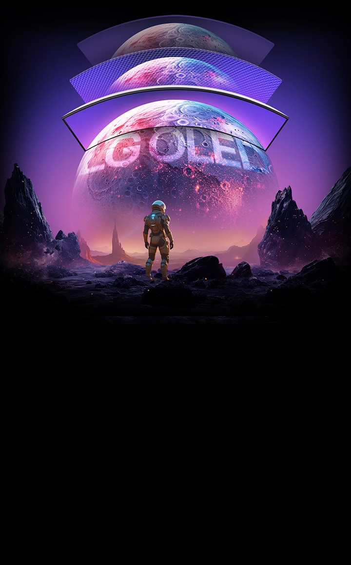 惑星の画像がLG OLEDモニターではより明るくクリアに表示されている。