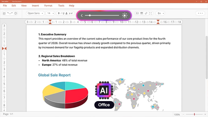 LG UltraGear evo AI 39GX950BでのAI Scene Optimizationを示すアニメーション。画面の色温度が「オフィス」、「映画」、「ゲーム」モードなど、異なるシーンに応じて自動調整される。