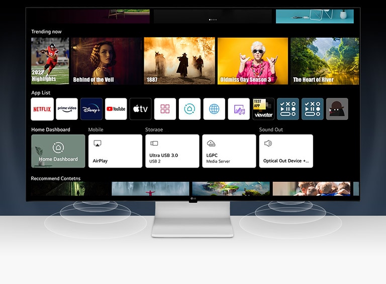 webOS22 に搭載された内蔵アプリで、さまざまな番組や映画をお楽しみいただけます。また、2 台の 10W ステレオスピーカーが、臨場感あふれるサウンド体験をもたらします。