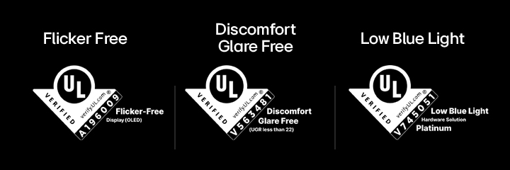 Ultra Gear OLEDゲーミングモニター（45GX90SB）における、Flicker Free、不快なグレアフリー、Low Blue LightのUL検証。