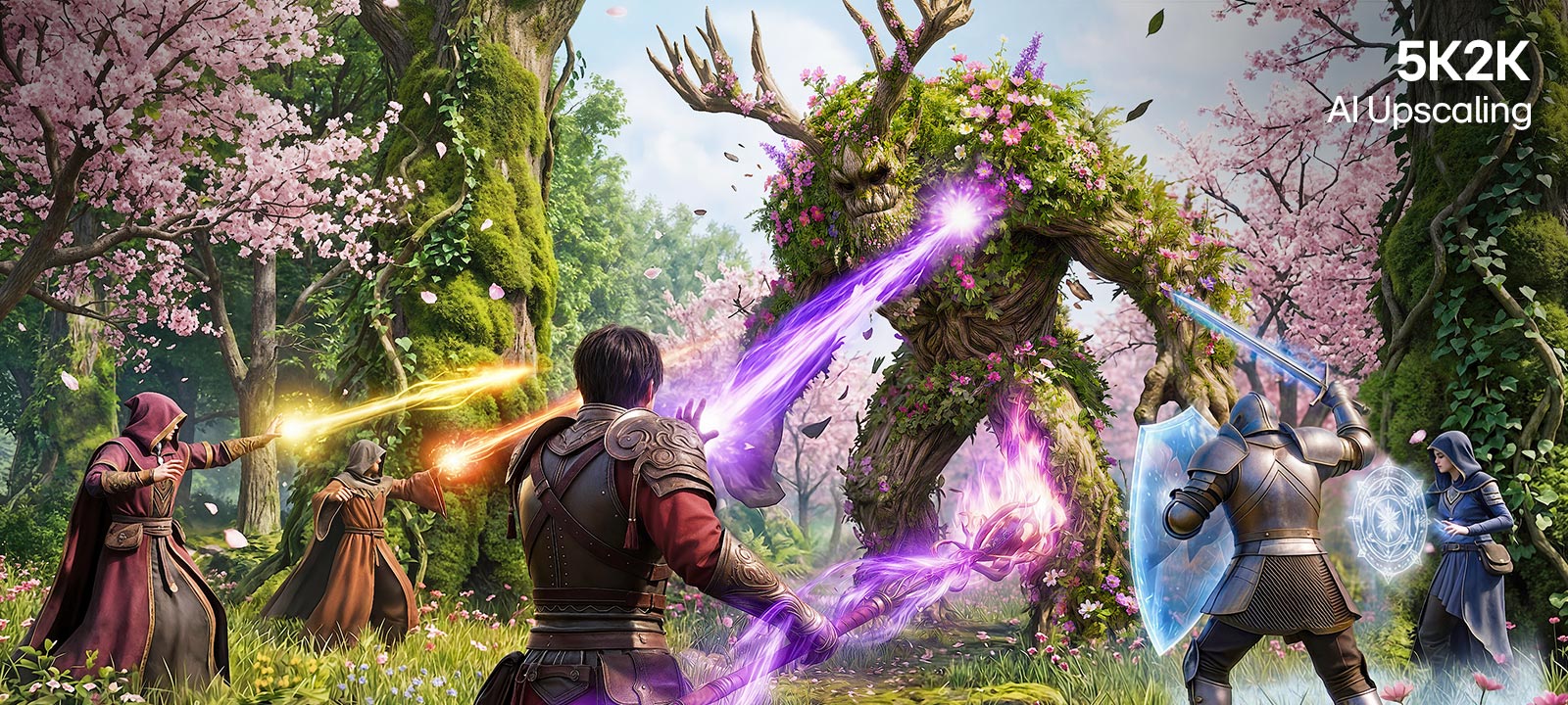 UltraGear gaming monitor (45GX950B) featuring on-device AI upscaling to 5K2K, enhancing contents without a GPU upgrade