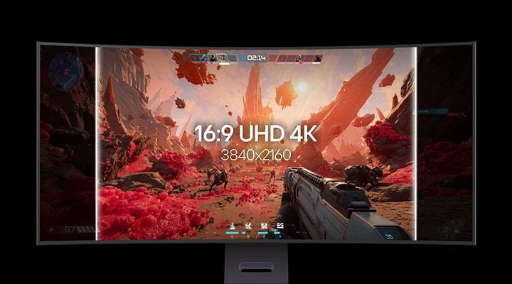 The display expands from a 16:9 4K UHD screen to a 21:9 5K2K gaming monitor for more immersive game visuals