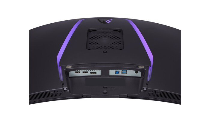 close-up view of ports with lights on