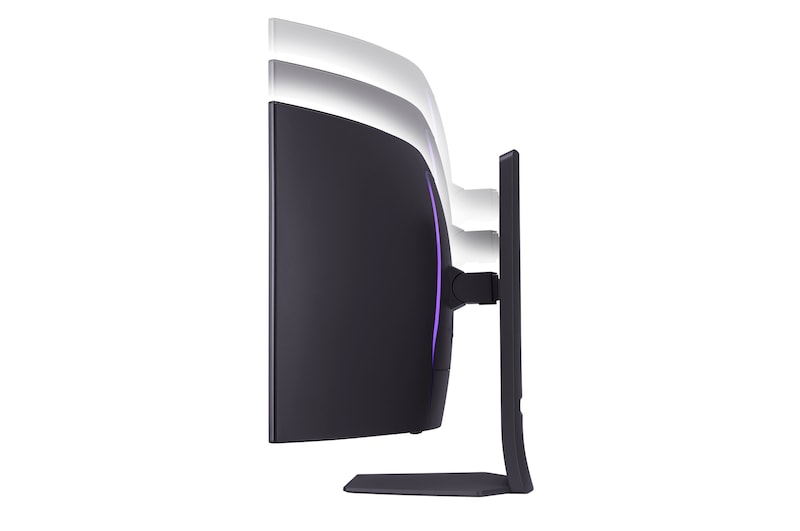 side view with monitor height moving downwards on with lights on