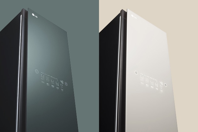 左にグリーン、右にベージュのLG Stylerが並んでいる。