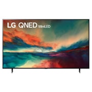 A front view of the LG QNED TV with infill image and product logo on