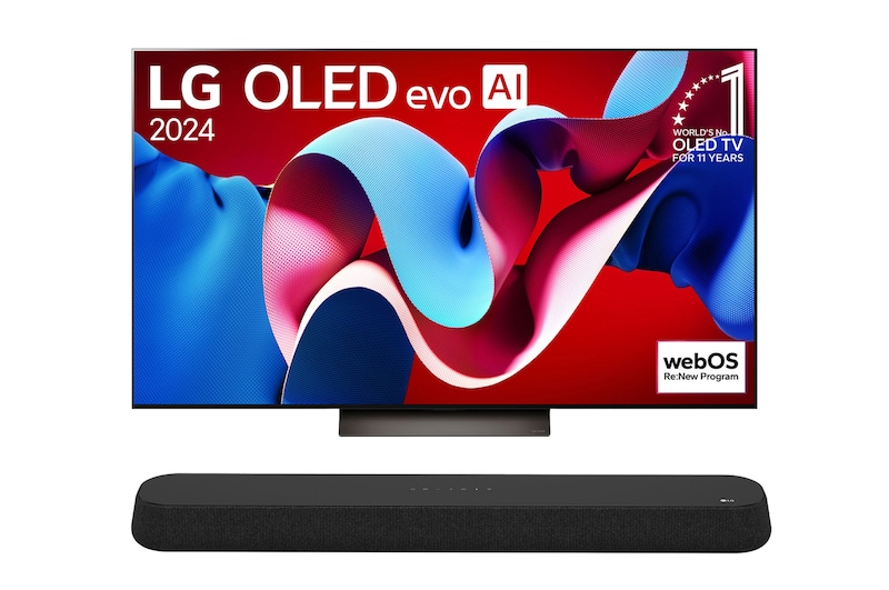 Front view of 55V型 4K有機ELテレビ ＋ サウンドバー セット OL55C4SE6S